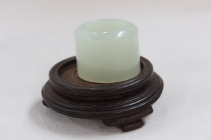 Chinese Carved Jade Cylindrical Thumb Ring