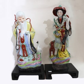 Chinese Porcelain Statue of Shou Xing and Magu
