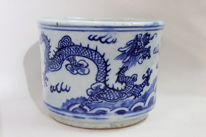 19th.C Chinese Qing Blue and White Incense Burner