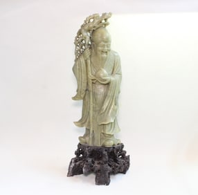 Chinese Soapstone Carved Figure of Shou Lao