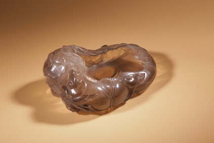 Chinese Carved Rock Crystal "lotus" Brush Washer