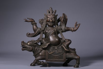 Chinese Mix-Metal Bronze Mahakala Sculpture