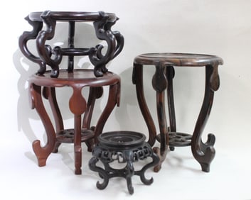 Lots of 4Chinese Carved Hardwood Display Stands