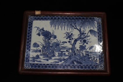 18th.C Chinese Blue and White Porcelain Plaque