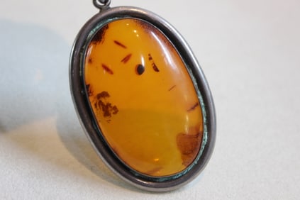 Vintage Oval Baltic Amber Pendant