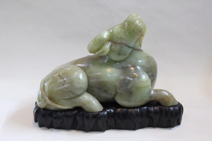 Chinese Carved Jade of a Recumbent Water Buffalo
