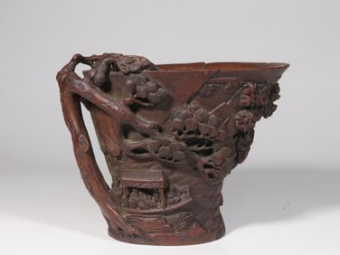 Chinese carved bamboo libation cup