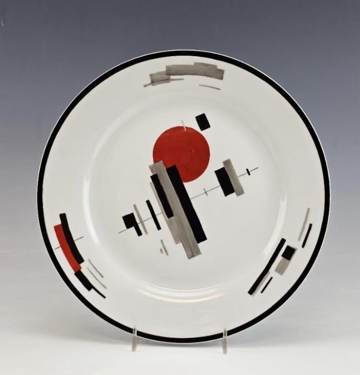 Russian Soviet Hand- painted Porcelain H/P Abstract Plate (1 of 4)