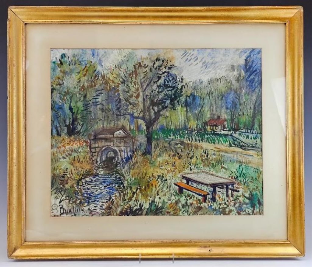 David Burliuk Russian American (1882-1967)Watercolor and ink on paper. Signed. (1 of 5)