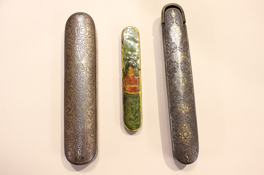 Three Antique Persian Iron and Lacqure Pen Cases. (1 of 9)