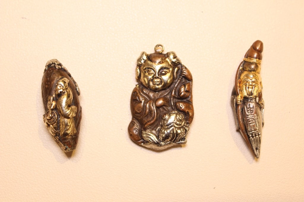 Three Japanese Metal Amulets or Toggles (1 of 6)