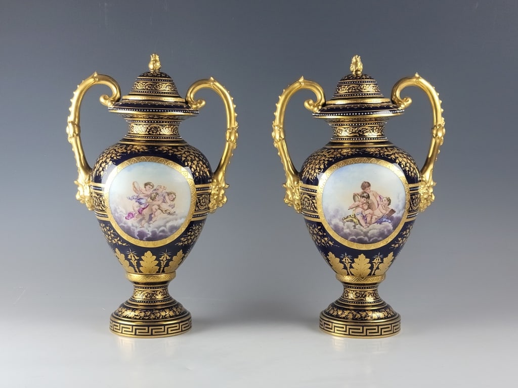 19th.C Royal Vienna Porcelain Vases (1 of 6)