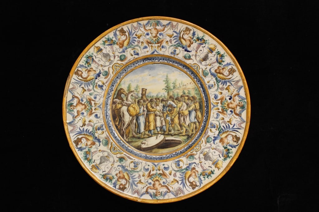 Judaic 19th.C Majolica Renaissance Plate Charger: Judaic 19th.C Majolica Renaissance Plate Charger . Dimension: 18" W From a Manhattan, New York Townhouse