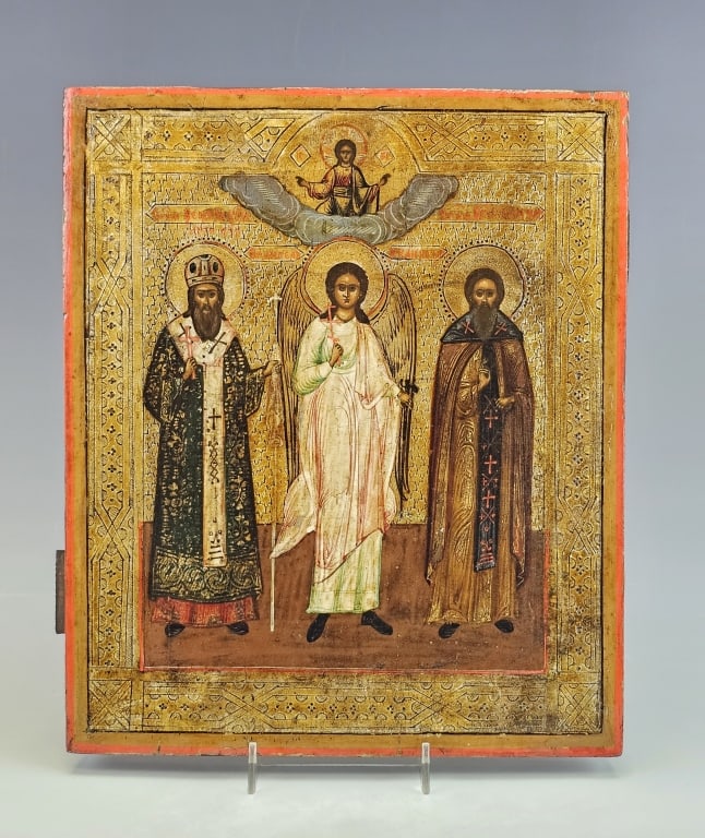 19C Russian Icon Guardian Angel with Saints (1 of 4)