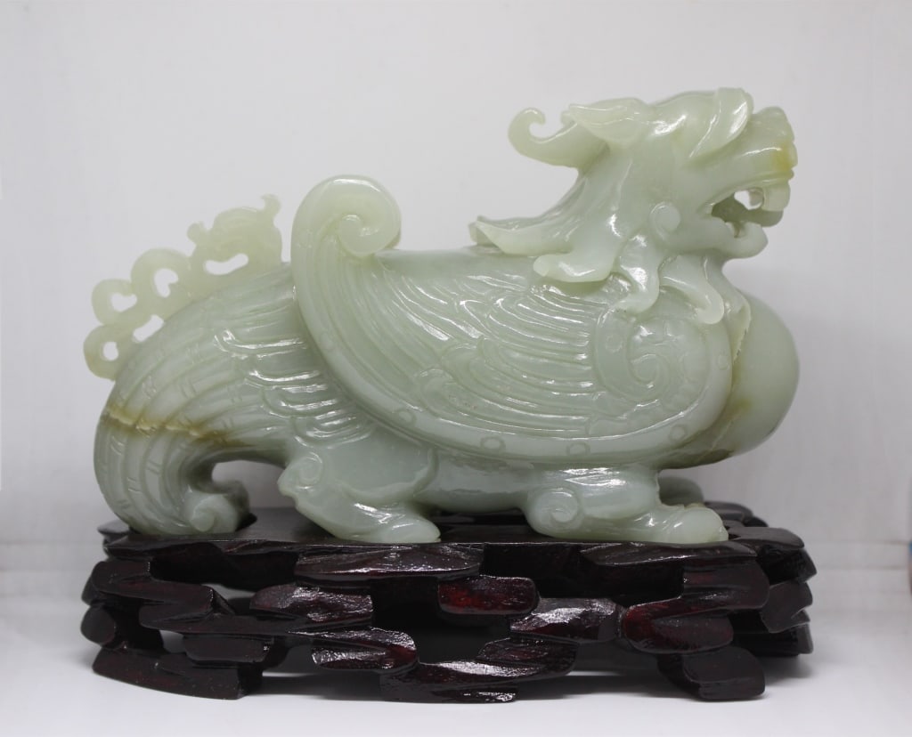 Chinese Carved Jade Figure of a mythical winged be (1 of 3)