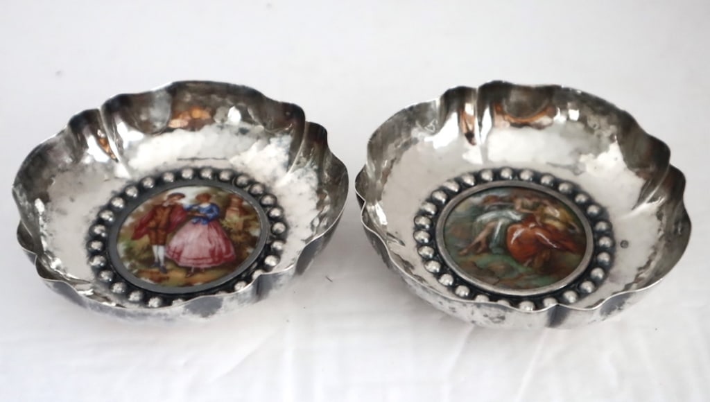 Pair of Sterling Limoges Porcelain Candy Dishes (1 of 8)
