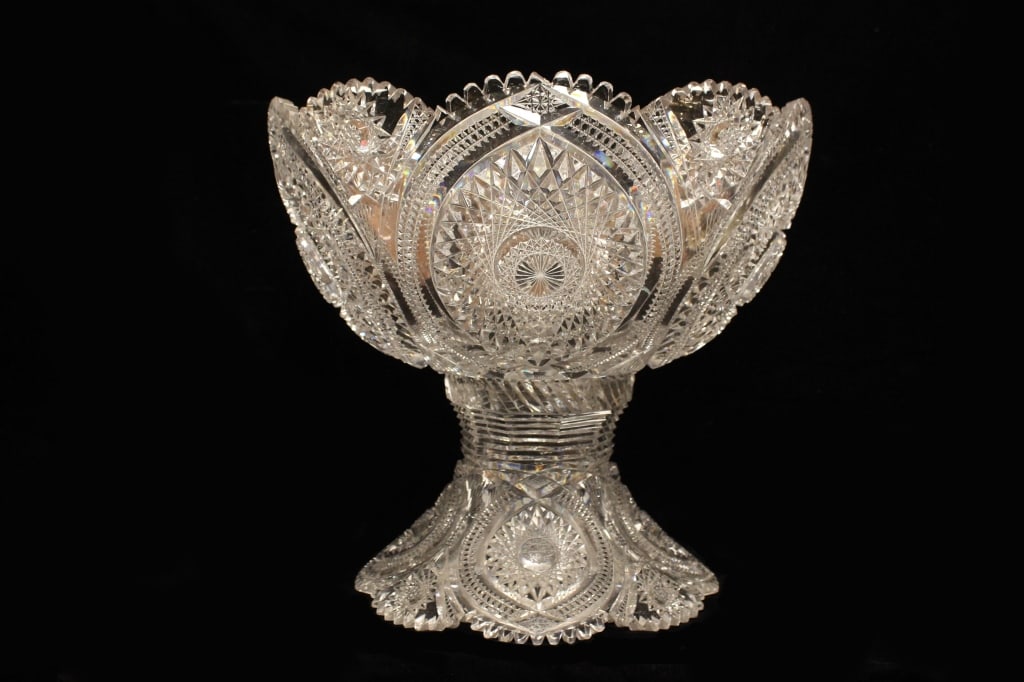 Brilliant Cut glass Punch Bowl on a Stand (1 of 12)