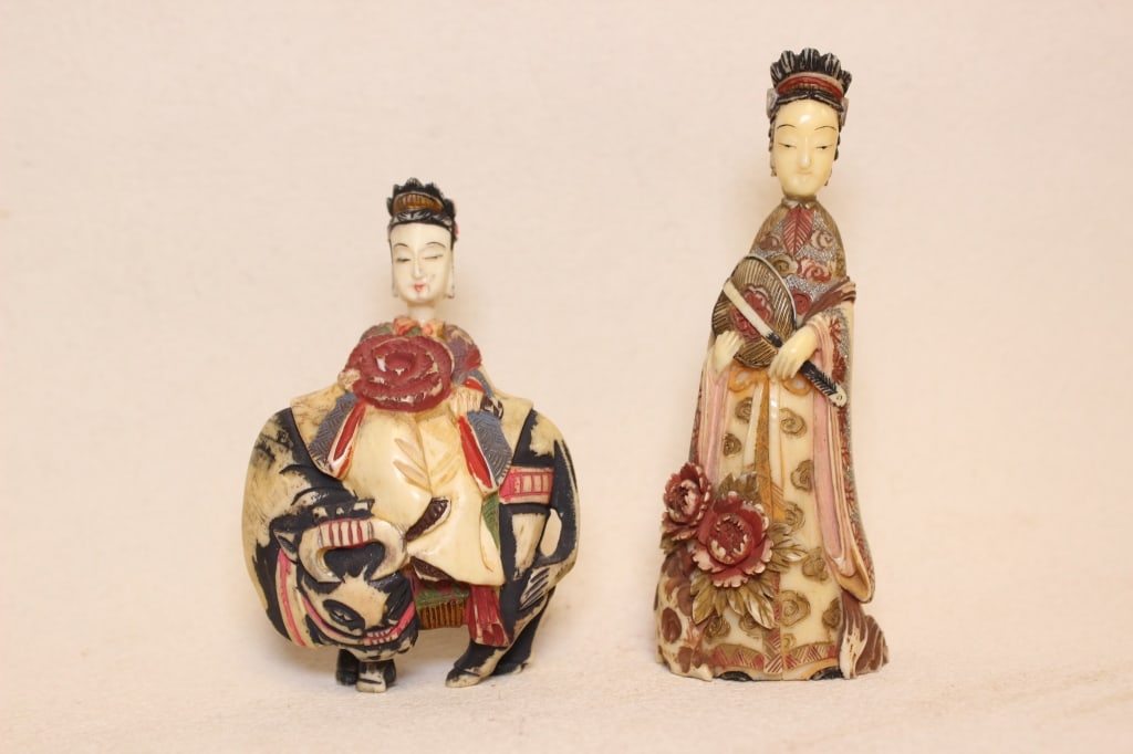 Two Hand Carved Bone Figurines (1 of 5)