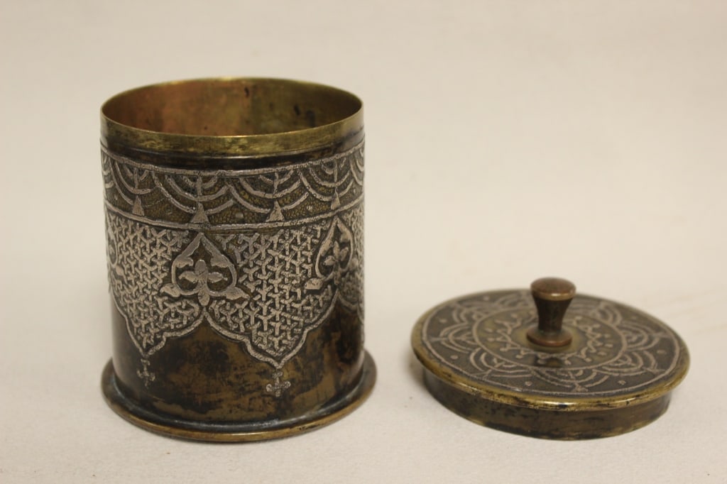 Antique Middle Eastern brass container - 6