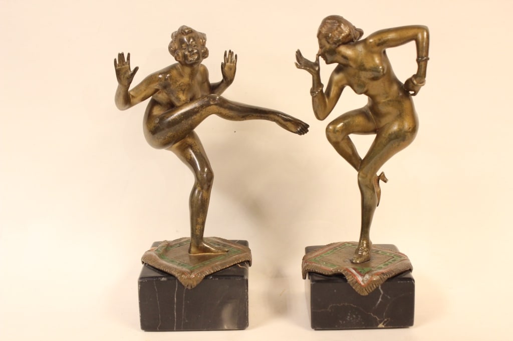 Pair of Vienna Bronze Figures of Music Dancers: Pair of Vienna Bronze Figures of Music Dancers From a Long Island, New York Townhouse