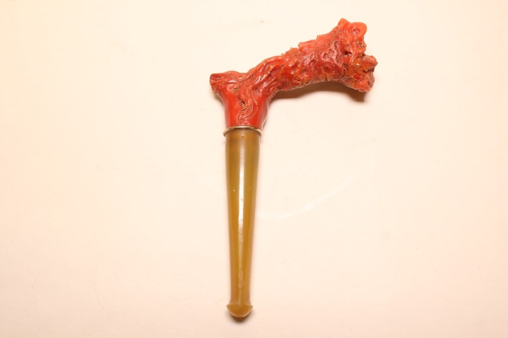 A Coral Carved Zeus Smoking Pipe. (1 of 7)
