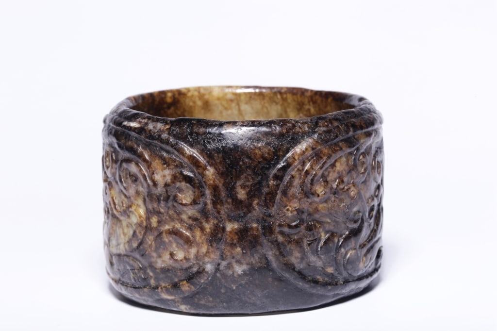 Chinese Carved Jade Archer's Hair Band (1 of 9)