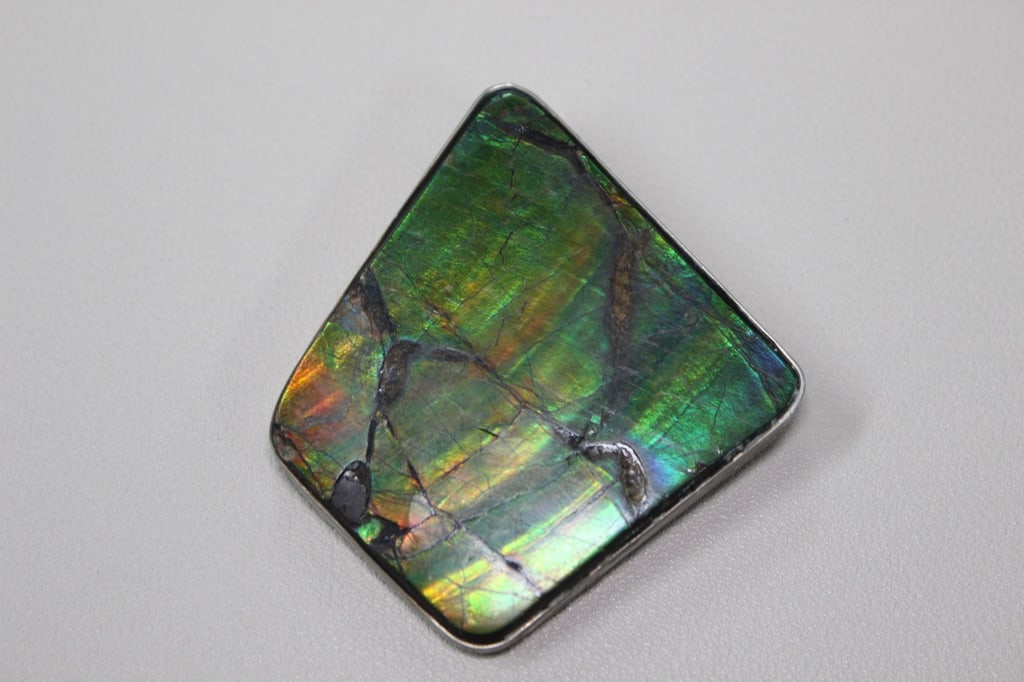Polished Ammolite Gemstone Sterling Silver Brooch (1 of 4)