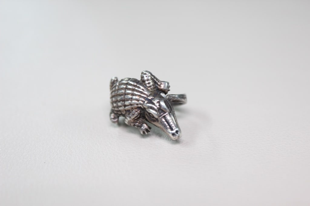 Silver Crocodile Wrap Ring - 2
