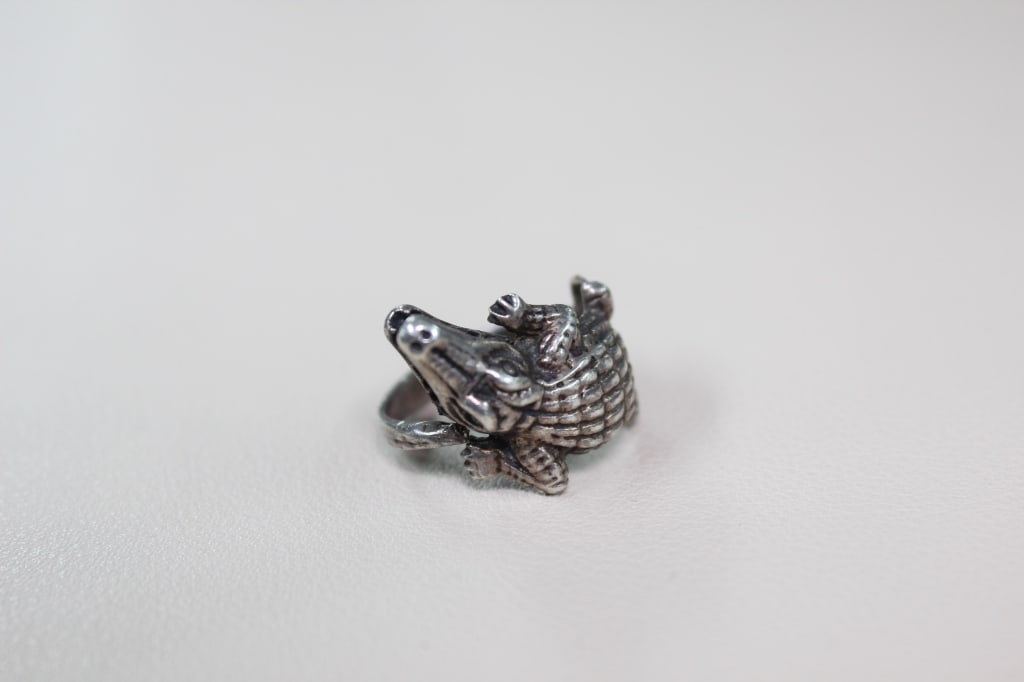 Silver Crocodile Wrap Ring - 4