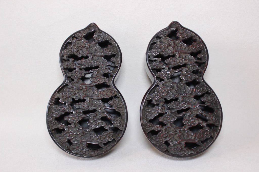 Pair of Chinese Carved Zitan Wood Box (1 of 7)