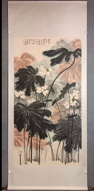 Chinese Ink Color Scroll Painting: Dimension: 178X95cm