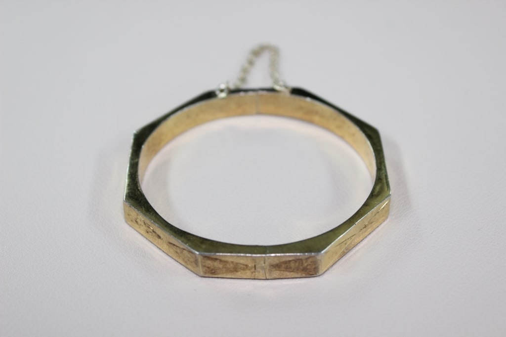Vintage Octagonal Hinged Bangle Bracelet - 2