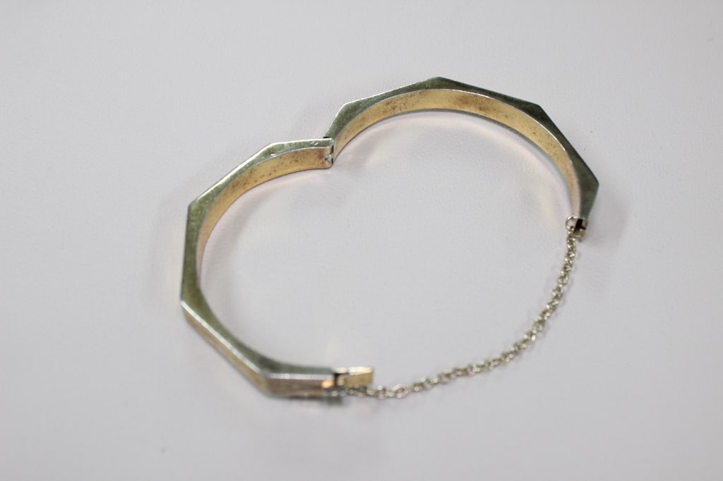 Vintage Octagonal Hinged Bangle Bracelet - 5