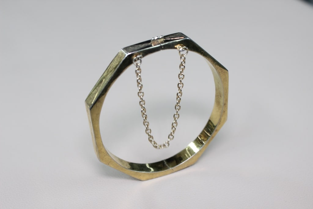 Vintage Octagonal Hinged Bangle Bracelet - 6