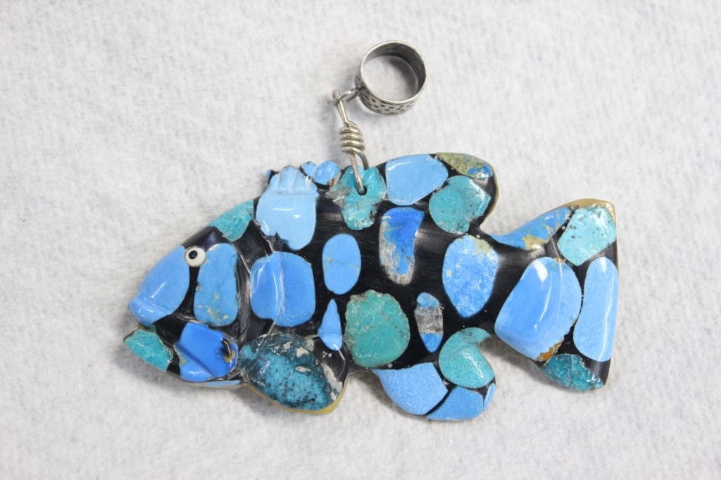 Hand Carved Mother of Pearl Fish Pendant (1 of 2)