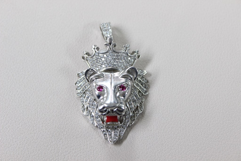 925 Sterling Silver Lion's Head Pendant,Mark925 (1 of 6)