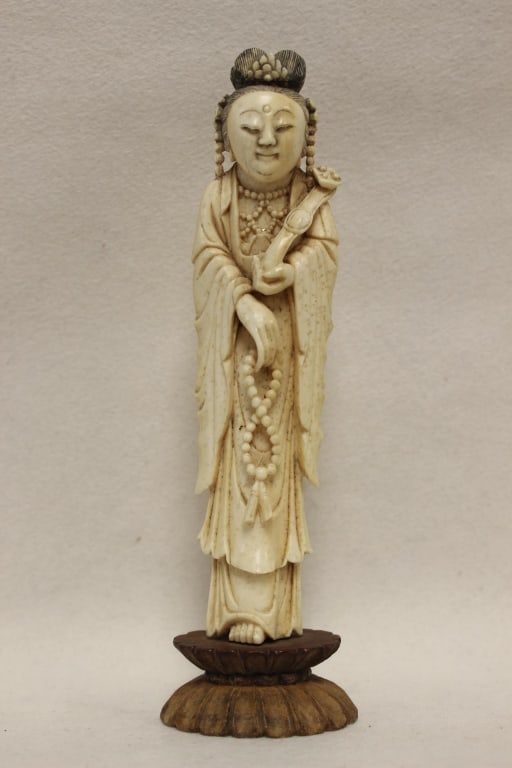 Antique Chinese Hand Carved Figural Holding Ruyi (1 of 6)