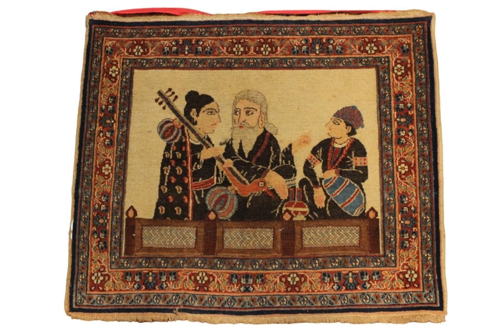 Antique Hand Made Persian Rug: Antique Hand Made Persian Rug Dimension: approx 25 1/2" by 30 1/4" Provenance: From a Long Island, NY Private House.