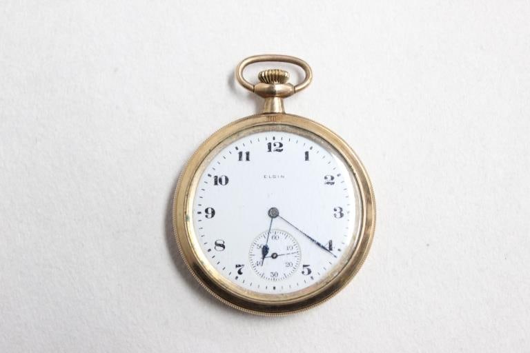 Antique Elgin National Watch Company pocket watch,: The serial number 22365941 indicates that this movement was manufactured in approximately 1920. The movement is marked 15 Jewels, indicating it has 15 synthetic ruby or sapphire bearings at key 