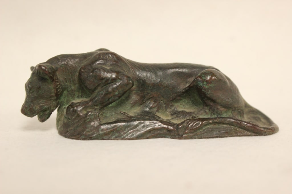 Bronze Sculpture of Reclining Lioness (1 of 7)