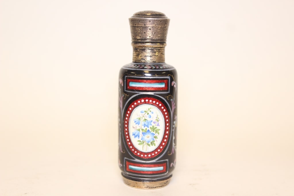 Antique Enamelled and Silver Perfume Bottle (1 of 5)