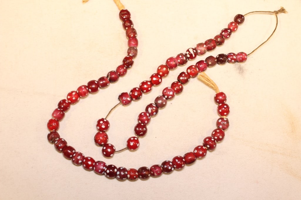 Antique Enamel on Glass Beads Necklace: 18th.C Iron Balance Scale w a Fine Quality Brass Dimension: 17 1/2" L