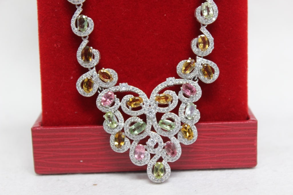 multi-color gemstone statement necklace - 3