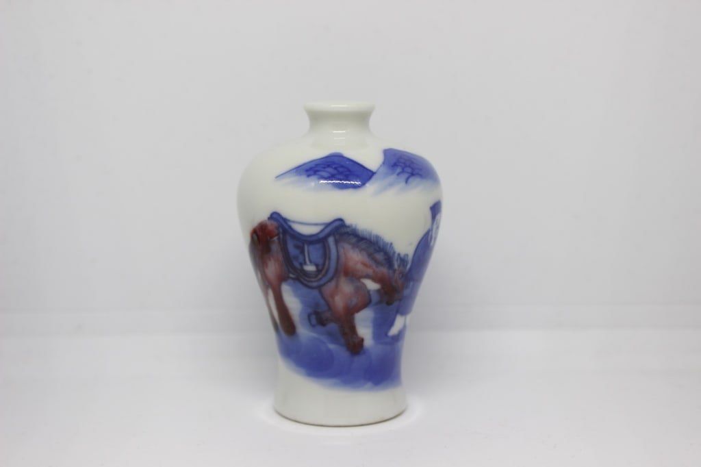 Chinese Copper Red and Blue White Snuff Bottle (1 of 5)