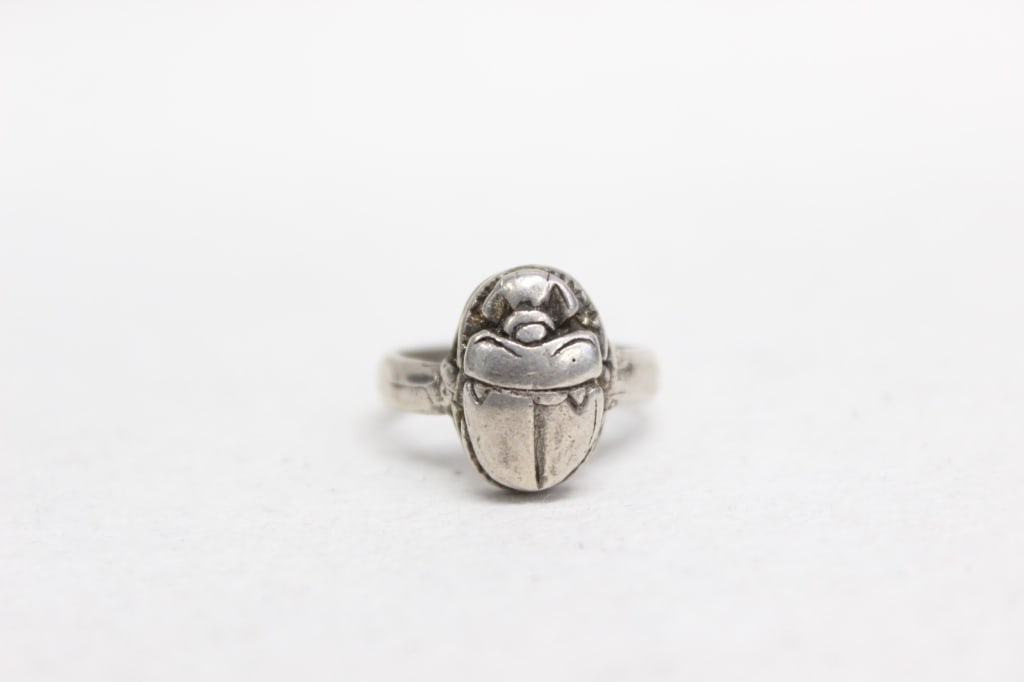 Egyptian Revival Scarab Sterling silver Ring: Egyptian Revival Scarab Sterling silver Ring