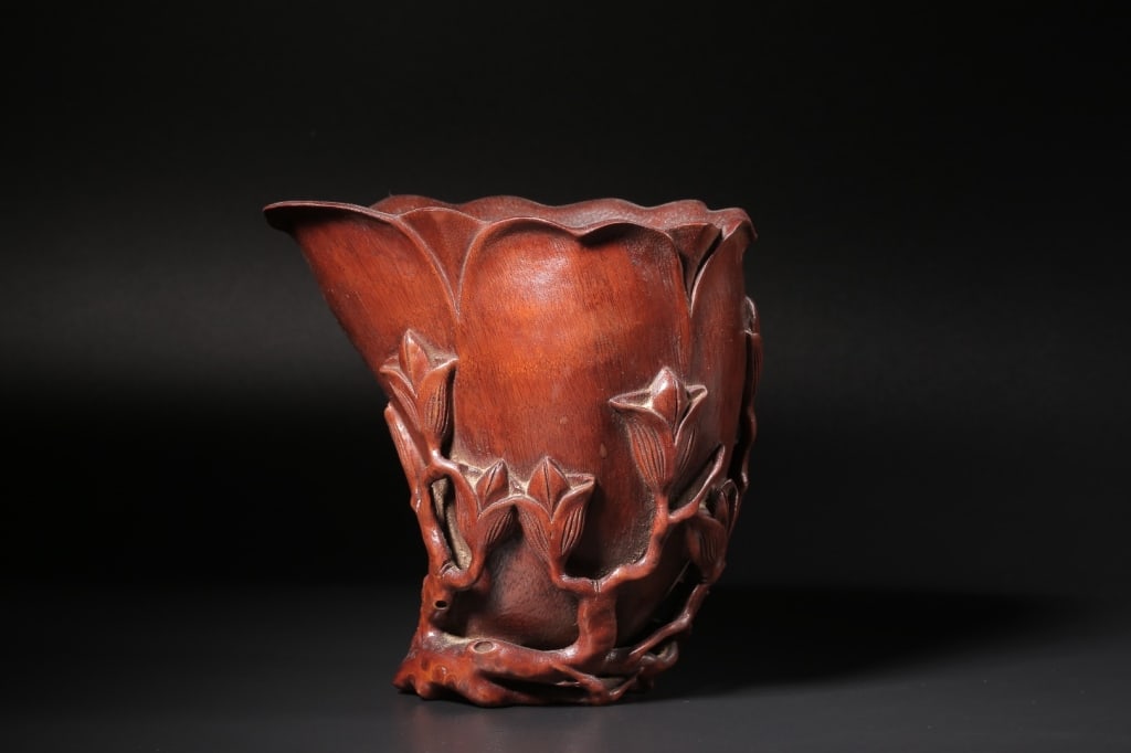 Chinese carved Bamboo Libation Cup (1 of 10)