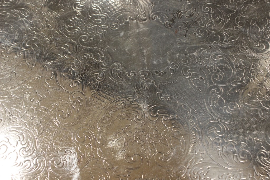 Large Ornate rectangularsilver-plated serving Tray - 6