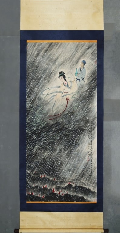 Chinese Ink and Color Hanging Scroll Painting: Chinese Ink and Color Hanging Scroll Painting. Dimension: 178 x 80cm