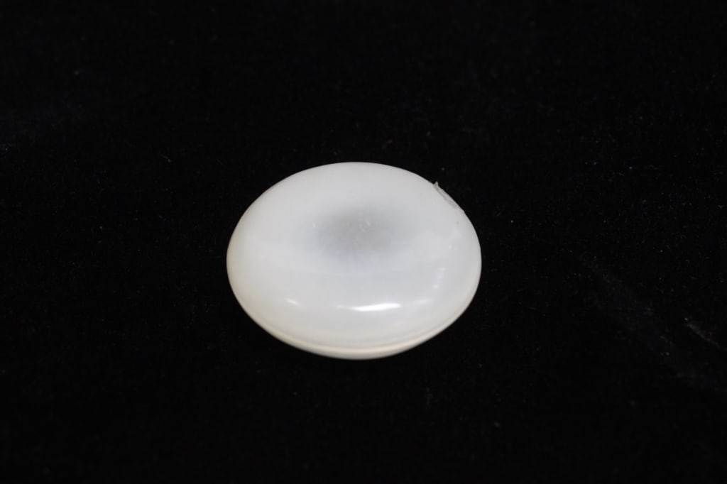 Hand Carved Selenite Crystal Cover Box: Dimension: 2 1/8"W.