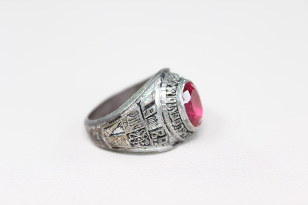 Faceted Synthetic Garnet Ring - 2